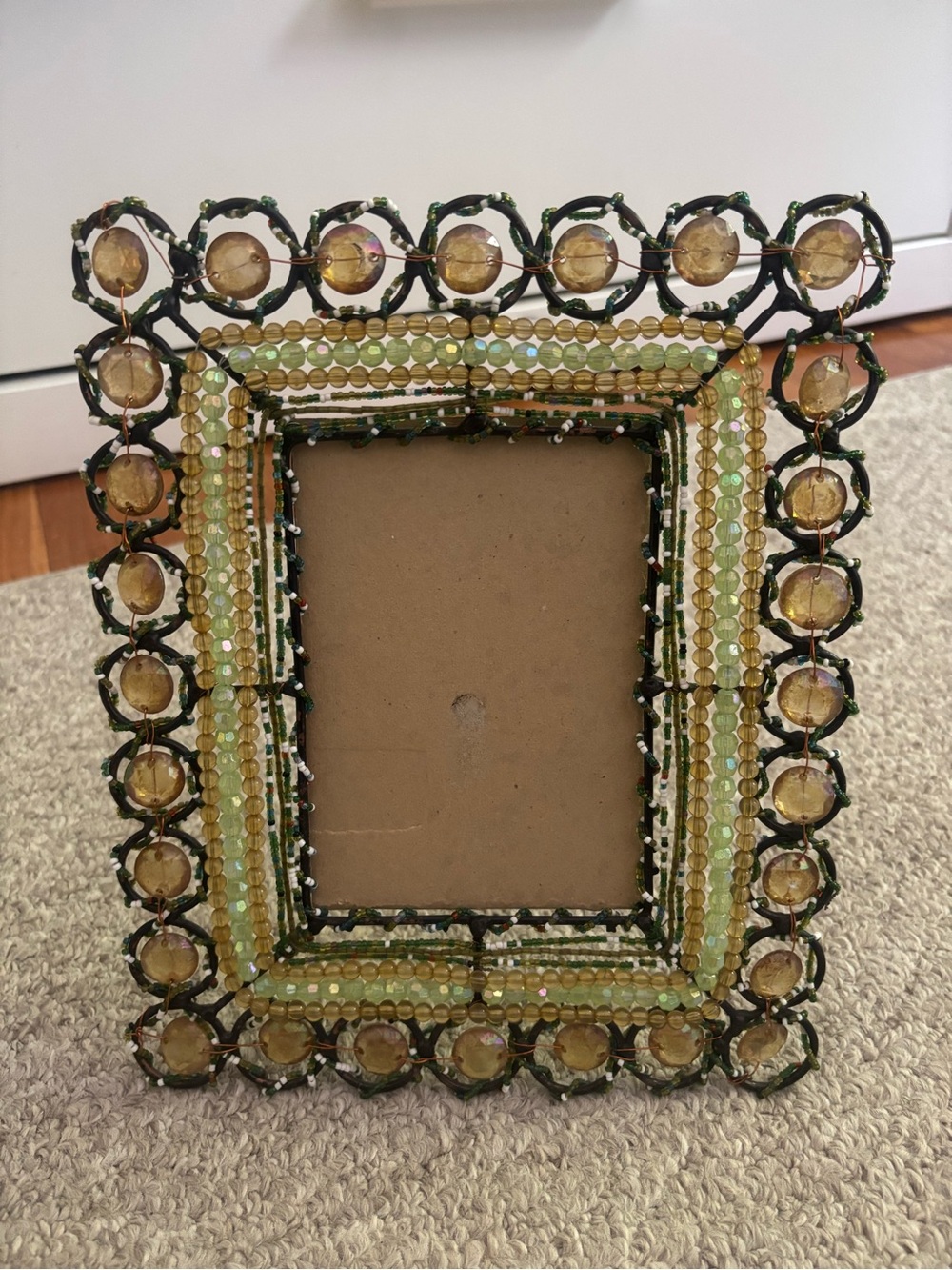 Beaded Green and Gold Decorative Photo Frame